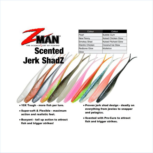 ZMan Scented Jerk ShadZ 5" Bleeding Banana