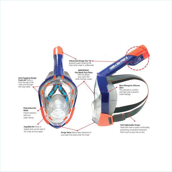 Land & Sea Orpheus Full Face Mask Blue - Adult